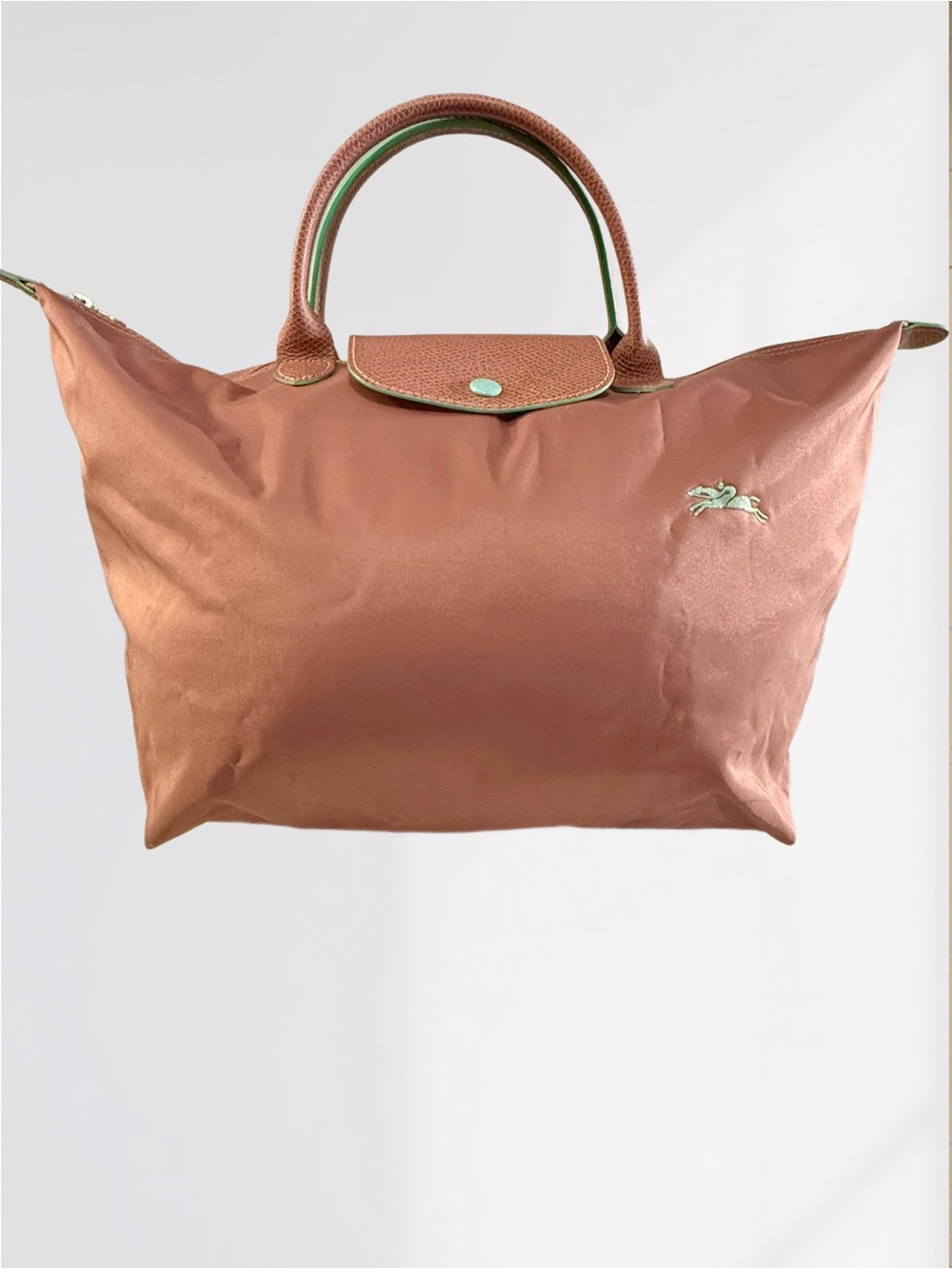 Longchamp Le Pliage M Club Tote Bag in Antique Pink/Turquoise